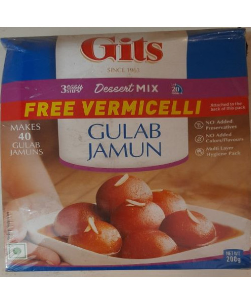 Gits Instant Gulab Jamun Dessert Mix, Makes 40 per Pack, Pure Veg, Delicious Indian Dessert and Mithai, 200g